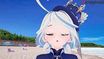 Furina boning in the beach - Genshin impact - Total on Red