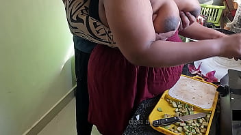 My mate wifey getting facehole torn up while cooking in kitchen