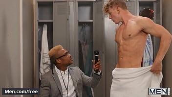 (Adrian Hart) Gets Dissipated During The Interview When (Felix Fox) Takes off Down To Nothing But A Towel - Folks - Follow and see Felix at  www.men.com/felix
